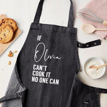 Personalised Grey Denim Can Cook It Apron, 4 of 6