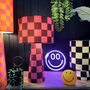 Checkerboard Velvet Lamps In Raspberry Ripple, thumbnail 4 of 7