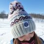 Arctic Fairisle Knit Reflective Super Bobble Hat, thumbnail 4 of 6