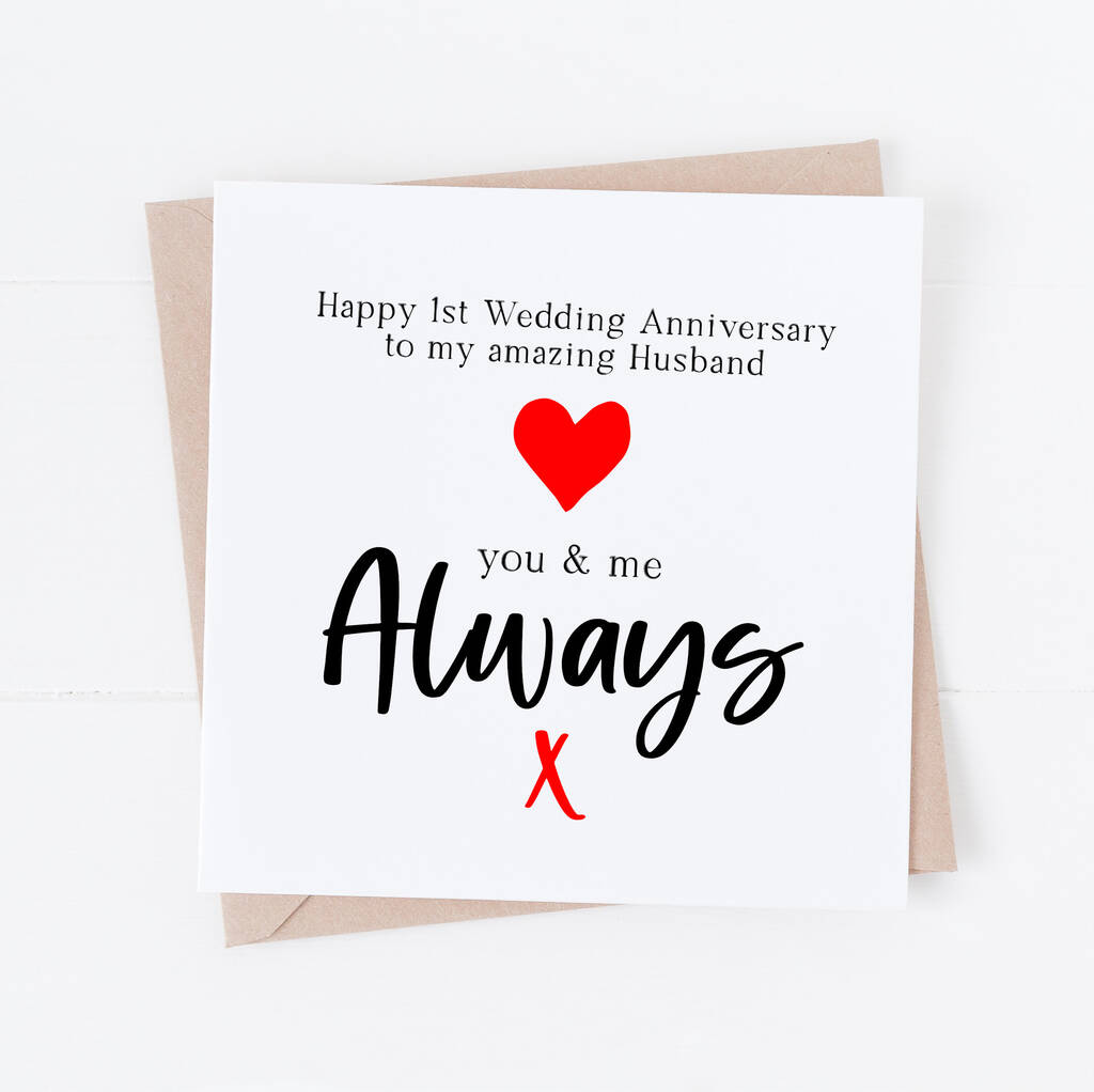 First Anniversary Card For Husband Or Wife By Word Up Creative 3988