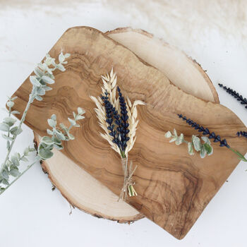 Dried Flower Cream And Navy Lavender Buttonhole, 4 of 8