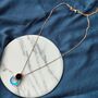 White Enamel Round Colourful Disc Gold Brass Pendant Necklace, thumbnail 5 of 6