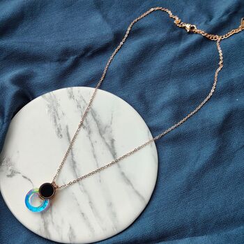 White Enamel Round Colourful Disc Gold Brass Pendant Necklace, 5 of 6