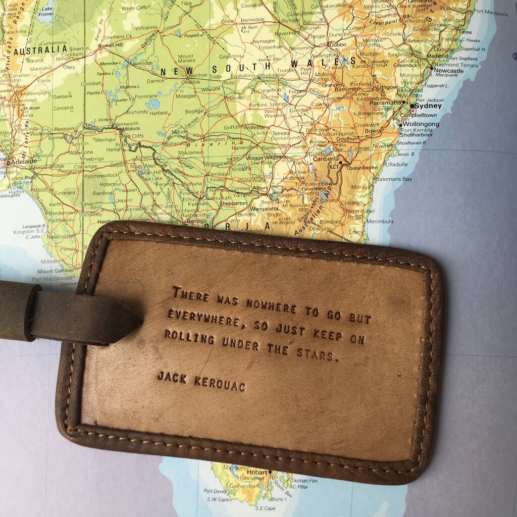 Leather Luggage Tag With Quote Gift For Men By Nest Living