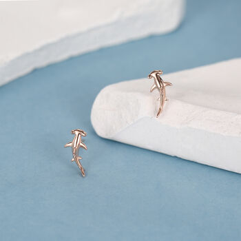 Sterling Silver Hammerhead Shark Stud Earrings, 3 of 12