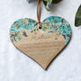 Blue Peony Mother Mini Heart Oak Wall Hanging, thumbnail 5 of 7