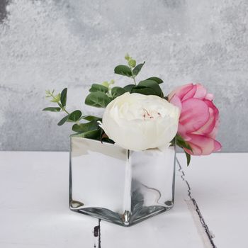 Artificial Peony Bouquet In Mirrored Vase, 5 of 6