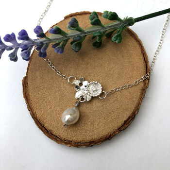 Sterling Silver Flower And Pearl Necklace, 8 of 10