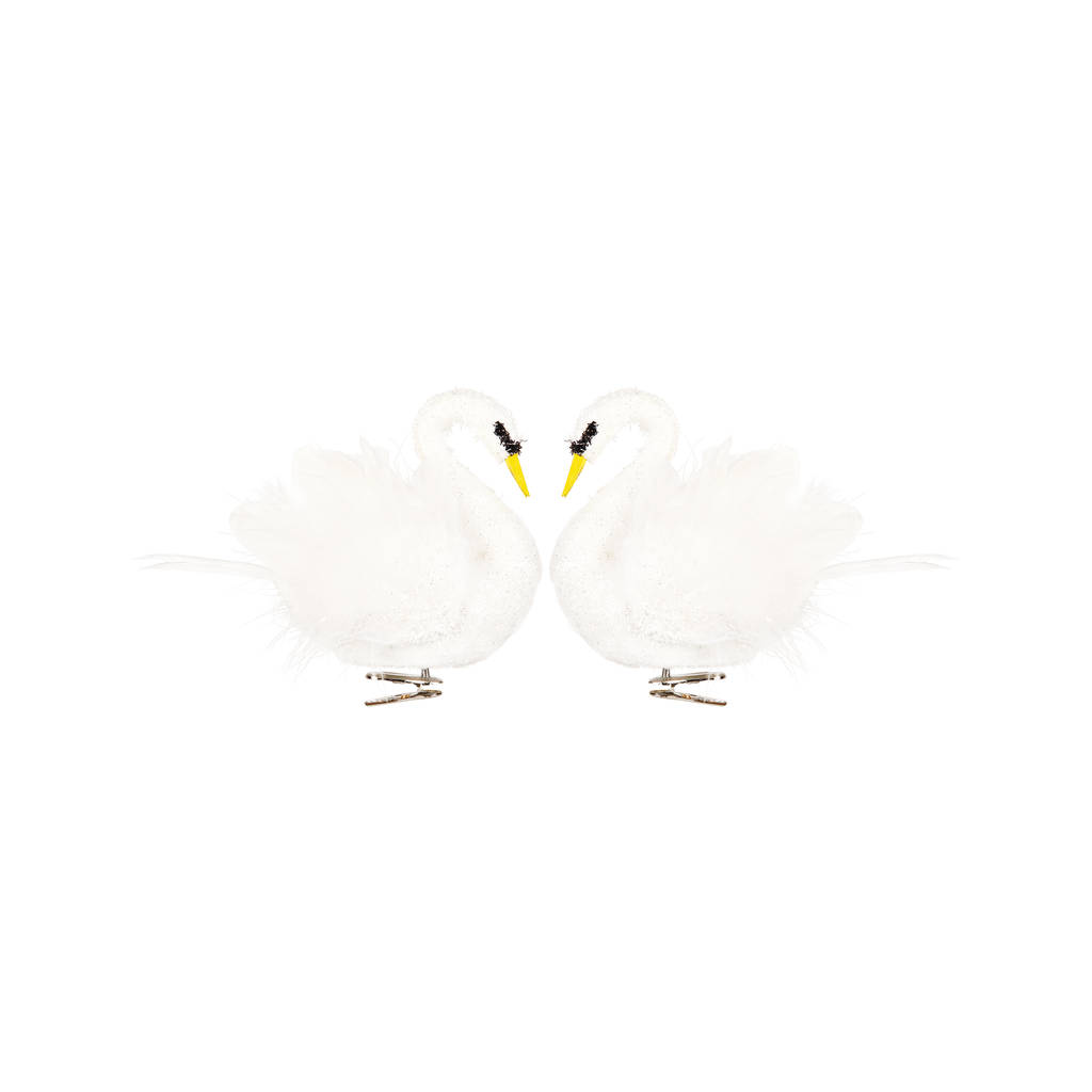 Set Of Two Swan Decorations By Lime Lace | notonthehighstreet.com