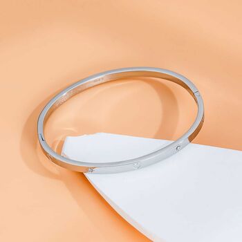 Minimalist Silver Polaris Guiding Heart Bangle Bracelet, 9 of 11