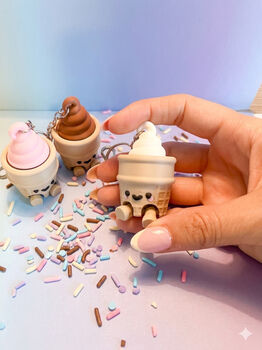 Cute Ice Cream Fidget Clicker Keychain | Desktop Mechanical Switch Bag Charm | Calming Sensory Office Desk Accessory Sweet Treat, 2 of 6