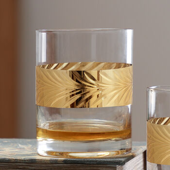 Two Luxury Gold Leaf Whisky Glasses, 6 of 9