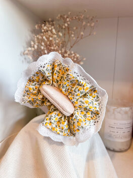 Ditsy Yellow Floral Lace Scrunchie, 2 of 4