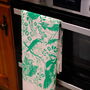 British Bird Screen Printed Tea Towel Green, thumbnail 4 of 6