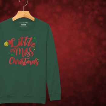 'Little Miss Christmas' Glittery Girls Christmas Jumper Sweatshirt, 6 of 12