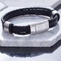 Personalised Jet Black Leather Bracelet, thumbnail 1 of 5