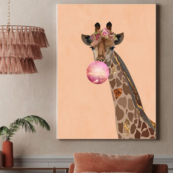 Custom Personalised Giraffe Blowing Bubble Art Print, 2 of 6