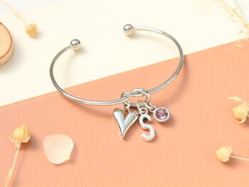Personalised Heart Initial Silver Bracelet Friendship Knot, 3 of 11