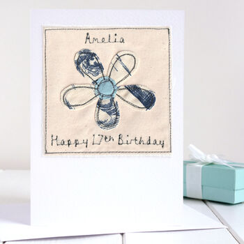 Personalised Blue Flower Birthday Card For Her, 12 of 12