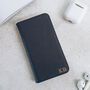 Personalised Navy Leather Flip Phone Case, thumbnail 2 of 4