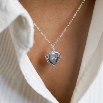 Diamond Kissed Silver Heart Locket, 2 of 9