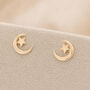 6mm Gold Plated Sterling Silver Moon And Star Stud Earrings, thumbnail 1 of 4