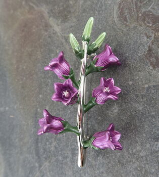 Canterbury Bells Purple Flower Brooch, 4 of 5