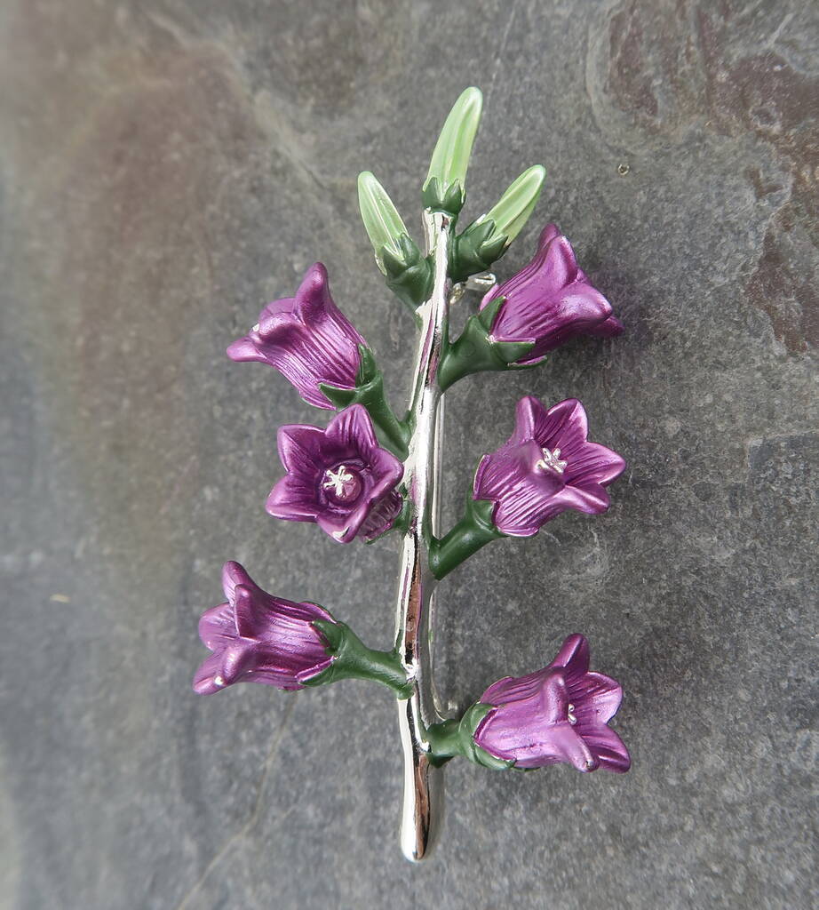 Canterbury Bells Purple Flower Brooch, 1 of 4