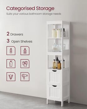 High Cabinet Bathroom Storage Removable Drawers, 3 of 12