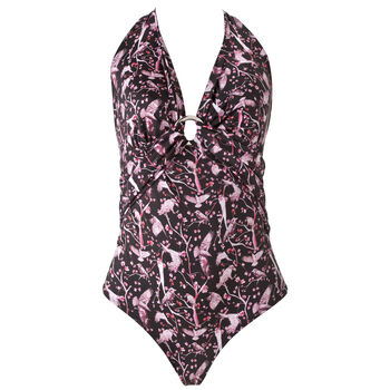 Midnight Blossom Halter Neck One Piece Swimsuit, 3 of 3