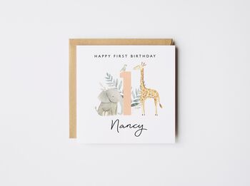 Personalised 3rd Birthday Card Elephant And Giraffe *Age Options, 3 of 5