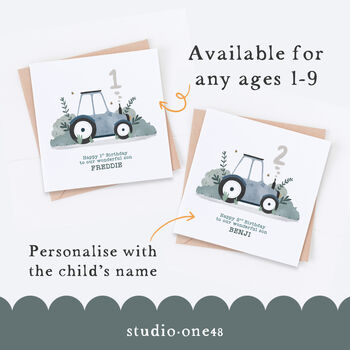 Personalised Tractor Birthday Card Blue, 2 of 6