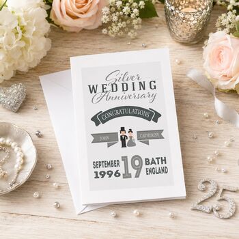 Personalised Silver Wedding Anniversary Card, 5 of 6