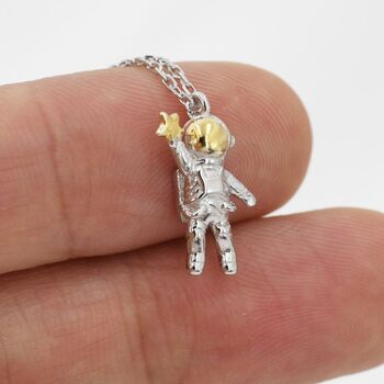 Sterling Silver Astronaut Pendant Necklace, 3 of 10