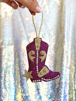 Cowboy Boot Hanging Christmas Decoration, 4 of 8