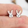 Sterling Silver Cute Bunny Head Earrings, thumbnail 3 of 12