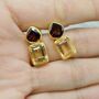 Garnet Citrine Silver Stud Earrings, thumbnail 2 of 11