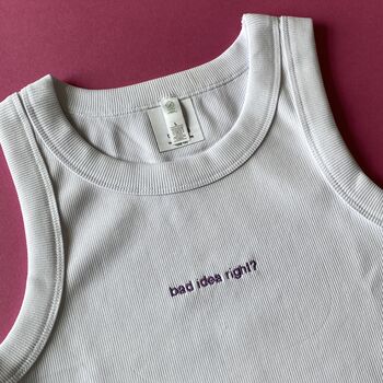 Personalised Mini Slogan Cropped Ribbed Vest, 5 of 6