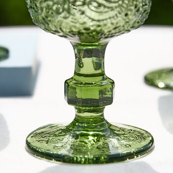Set Of Four Green Paisley Wine Goblets, 5 of 7