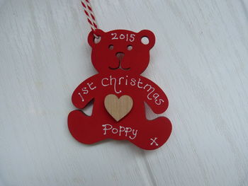 1st Christmas Teddy Personalised Decoration, 6 of 8