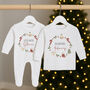 Personalised Christmas Wreath Big And Little Brother / Sister Sibling Matching Set, thumbnail 1 of 5