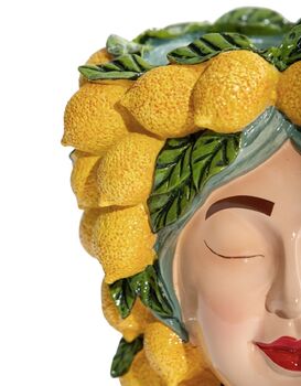 Handmade Lemon Head Lady Ceramic Vase, 3 of 7