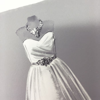 Illustrated Wedding Dress Illustration Portrait, 9 of 10