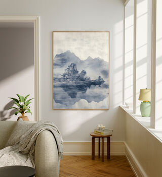 Light Blue Japanese Wall Art Set Of Two Japanese Landscape Prints, 4 of 5