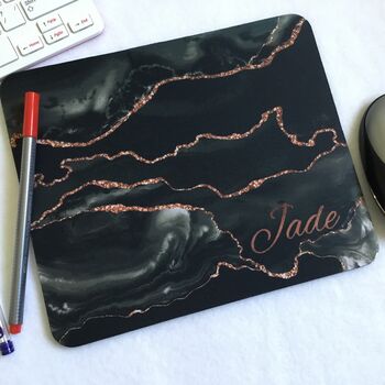 Personalised Black Rose Gold Mouse Mat, 5 of 5