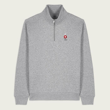 Ski Suisse Grey Half Zip Ski Snowboard Sweatshirt, 3 of 5