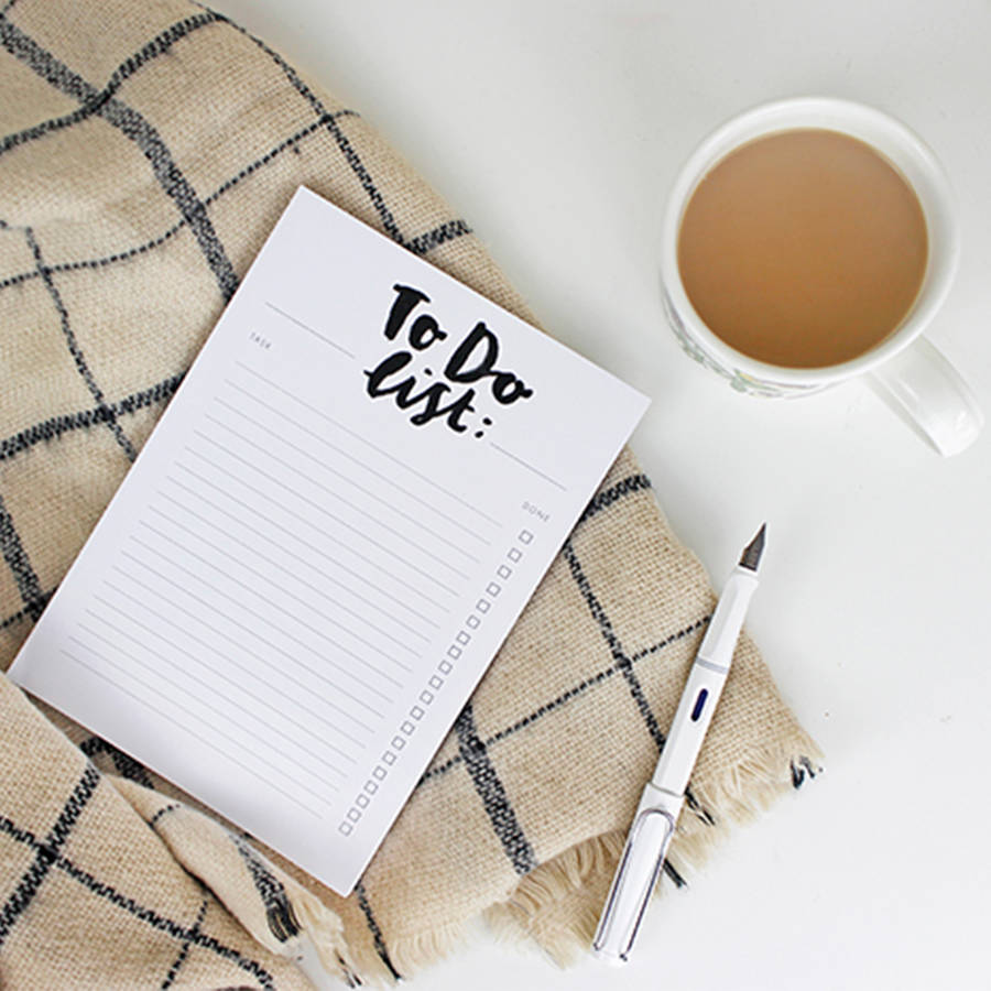 monochrome hand lettered 'to do' list notepad by annie dornan-smith