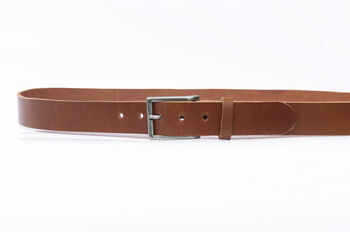 Handmade Tan Leather Belt Men's English Leather 35mm Wide, 6 of 10