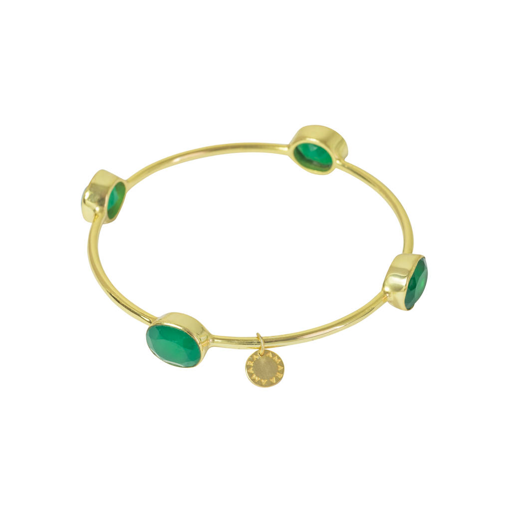 Green Onyx Bracelet Gold Bracelet, 1 of 2