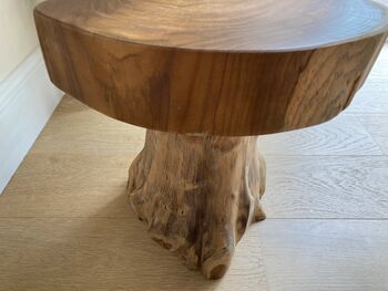 Handcrafted Small Side Teak Stool Table Natural Wood Root, 2 of 6